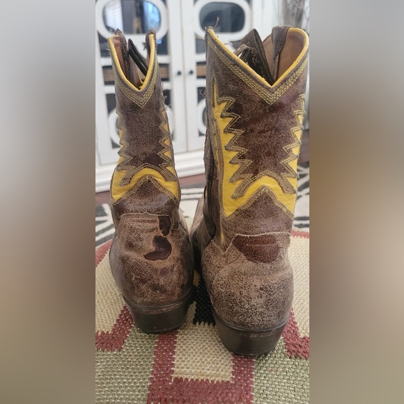 Brown and Yellow Cowboy Boots - Picture 2 of 6